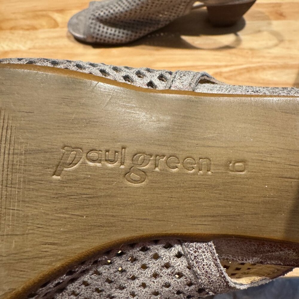 PAUL GREEN 'Lois' Perforated Smoke Metallic Slingback Sandals 8.5 US 6 UK - Picture 9 of 12